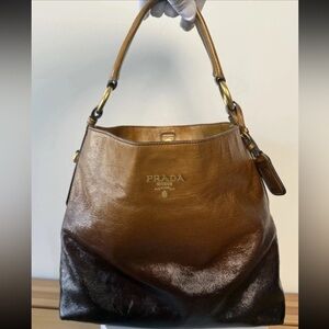 Prada Tan and Brown Shoulder Bag